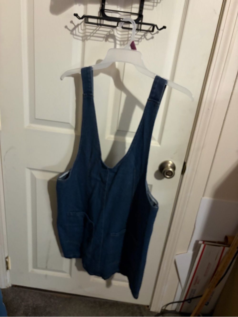 Women’s Blue Denim Overall Dress with Front Pockets